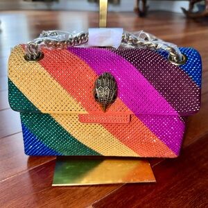 Kurt Geiger London Striped Studded Rainbow 🌈 Adjustable Crossbody Bag